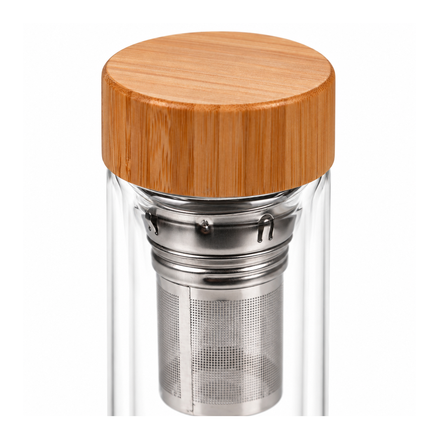 Szklany shaker do matchy 300 ml z sitkiem i bambusową zakrętką