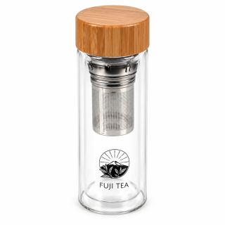 Szklany shaker do matchy 300 ml z sitkiem i bambusową zakrętką