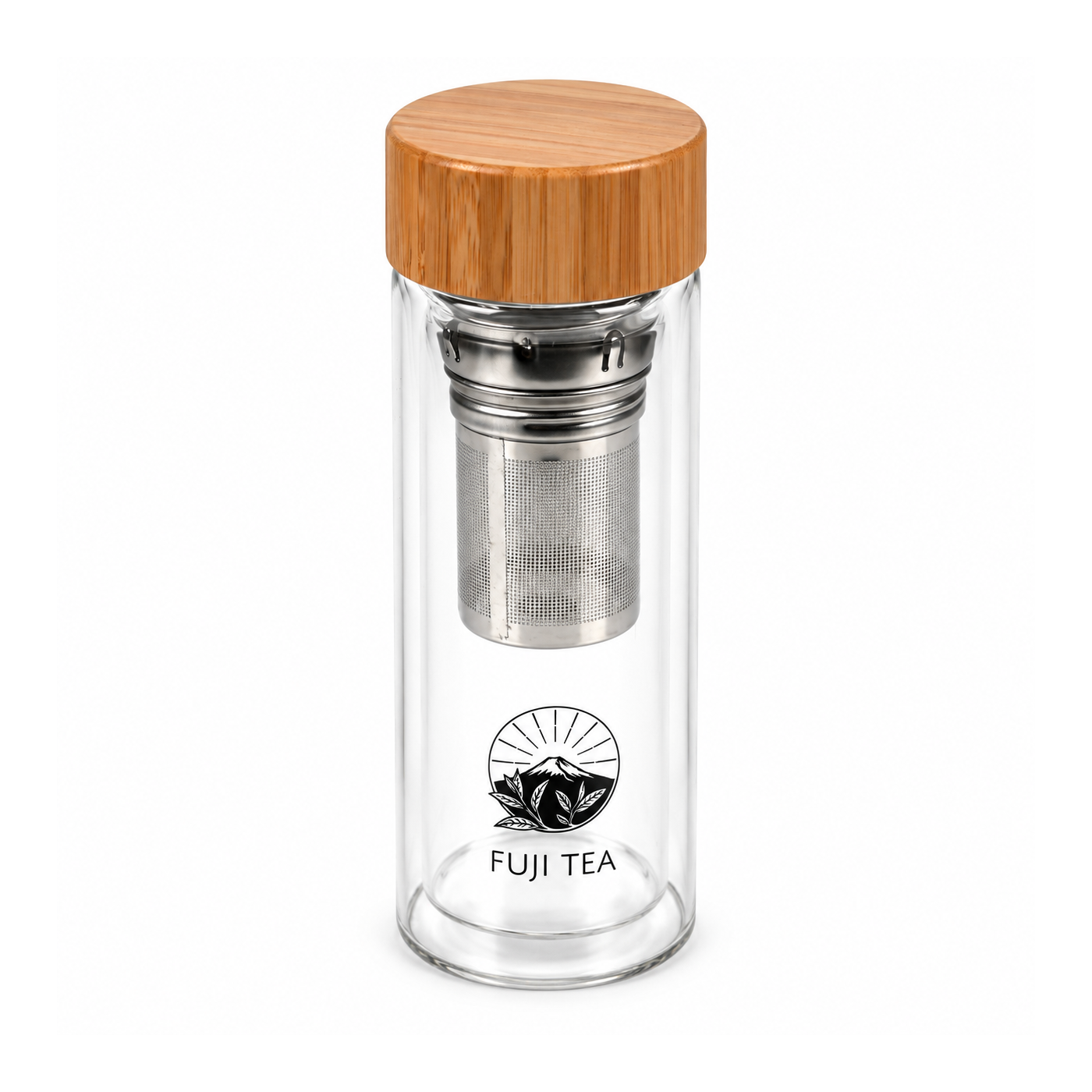 Szklany shaker do matchy 300 ml z sitkiem i bambusową zakrętką