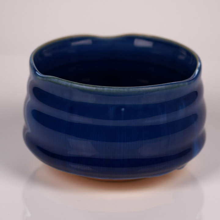 抹茶碗「静寛」 - 鏡面仕上げのシルキーブルー | Fuji Tea