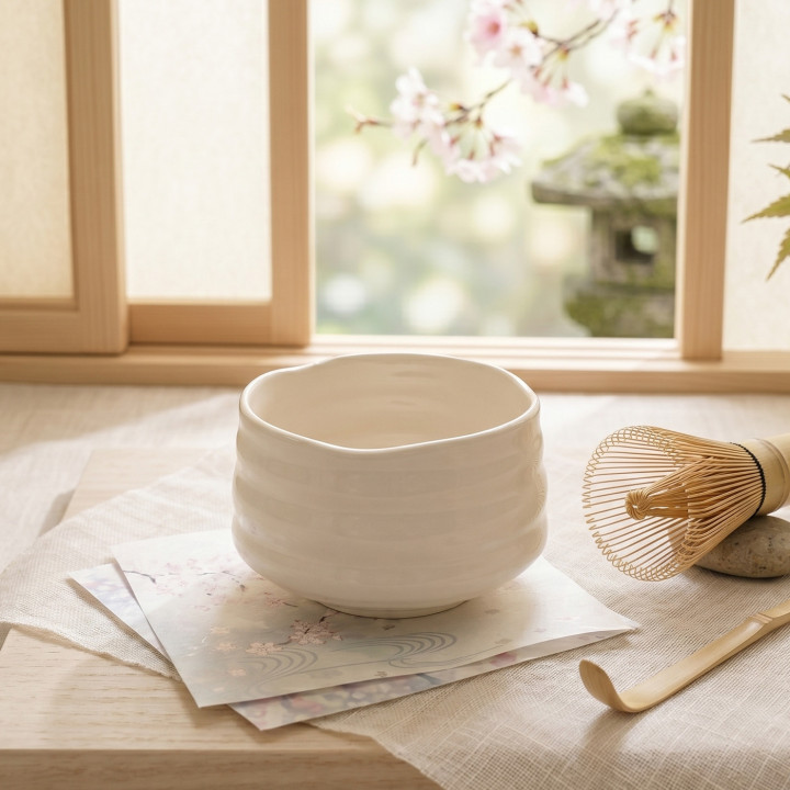 抹茶碗「静寛」— 生成りの調和 | Fuji Tea